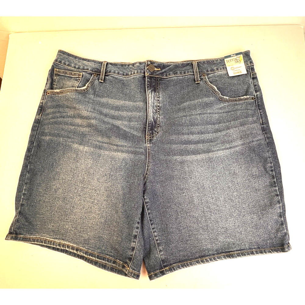 Terra & Sky Denim Shorts Women's 26 Blue Stretch Cotton Blend Sustainable